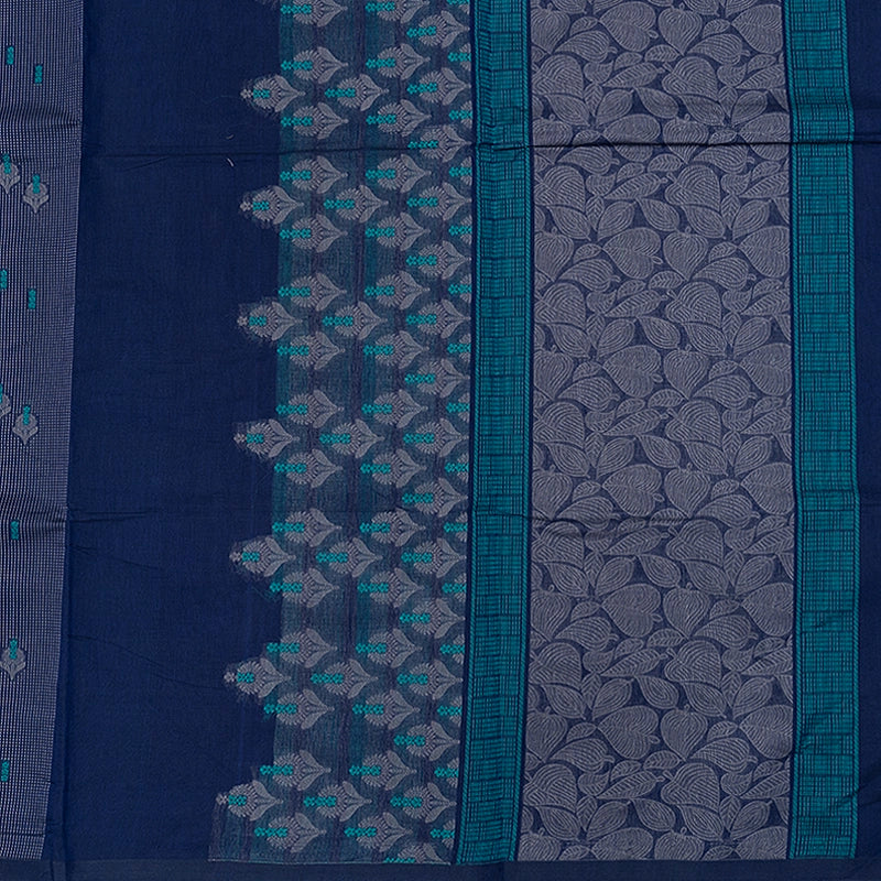 Hayagrivas Navy Blue Handloom Cotton Saree SSSBF127H15-3