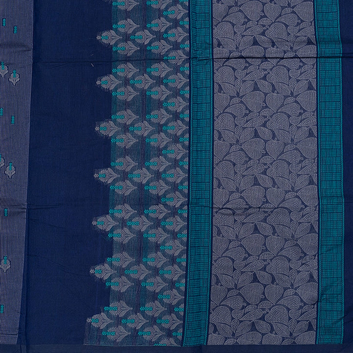 Hayagrivas Navy Blue Handloom Cotton Saree SSSBF127H15-3