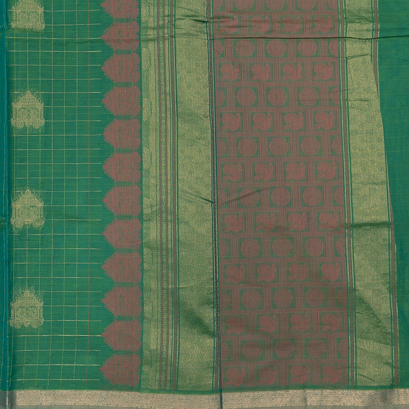 Hayagrivas Green Handloom Cotton Saree SSSBF127H2-2