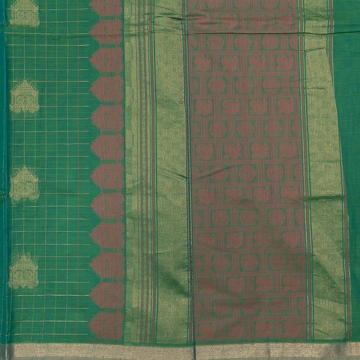 Hayagrivas Green Handloom Cotton Saree SSSBF127H2-2