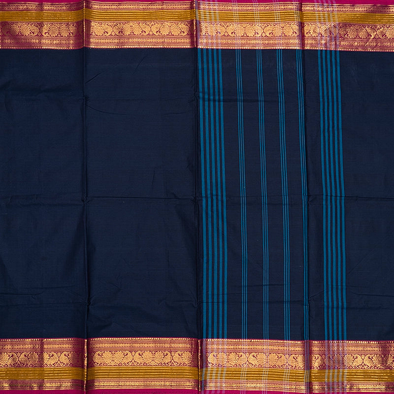 Hayagrivas Midnight Blue Handloom Chettinad Cotton Saree SSSBF131H1-7