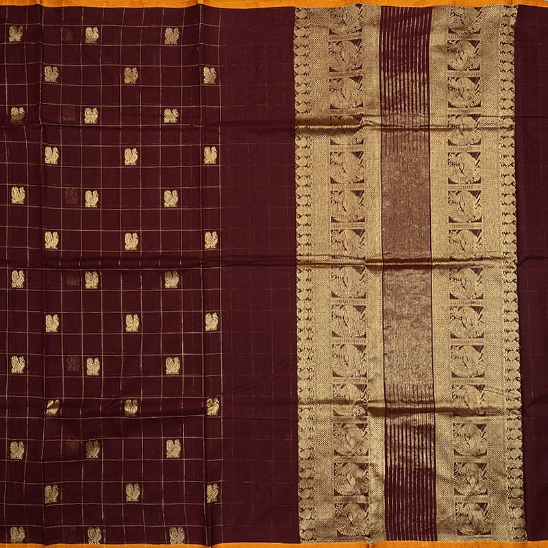 Hayagrivas Burgundy Handloom Chettinad Cotton Saree SSSBF131H5-1