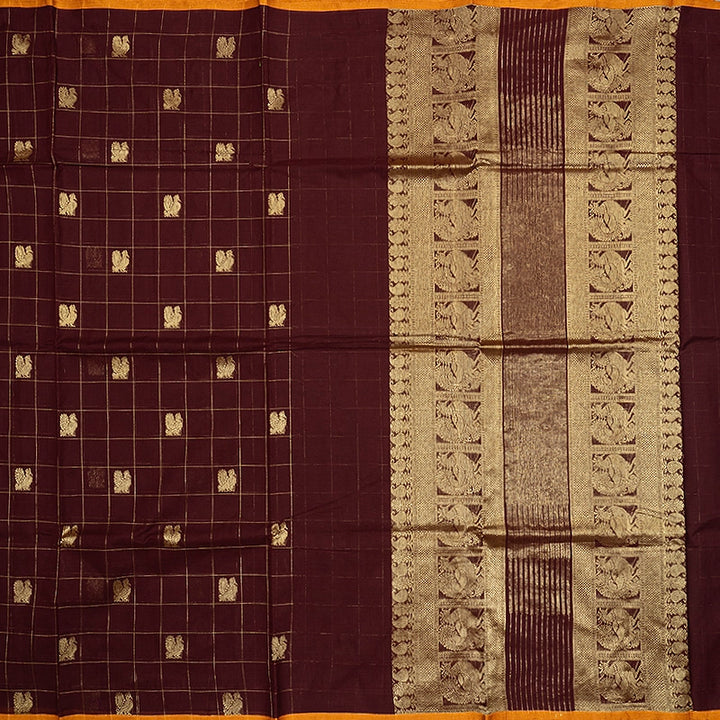 Hayagrivas Burgundy Handloom Chettinad Cotton Saree SSSBF131H5-1