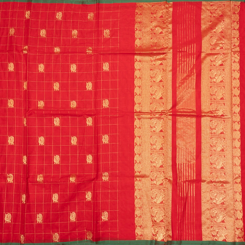 Hayagrivas Red Handloom Chettinad Cotton Saree SSSBF131H5-2