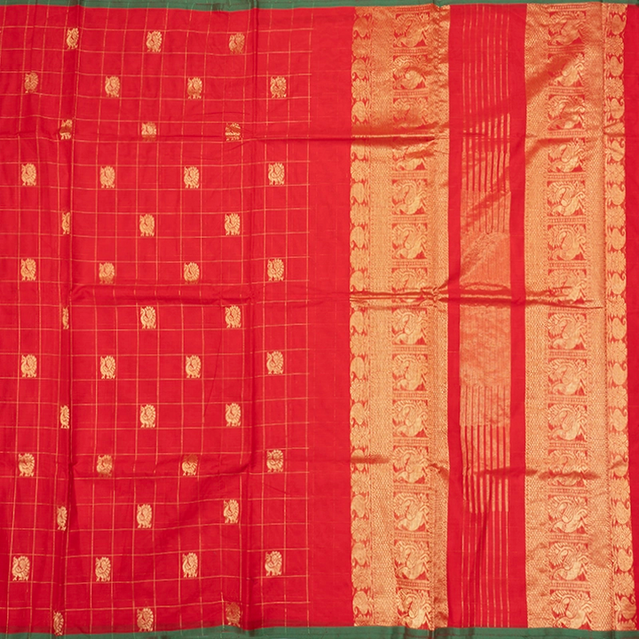Hayagrivas Red Handloom Chettinad Cotton Saree SSSBF131H5-2