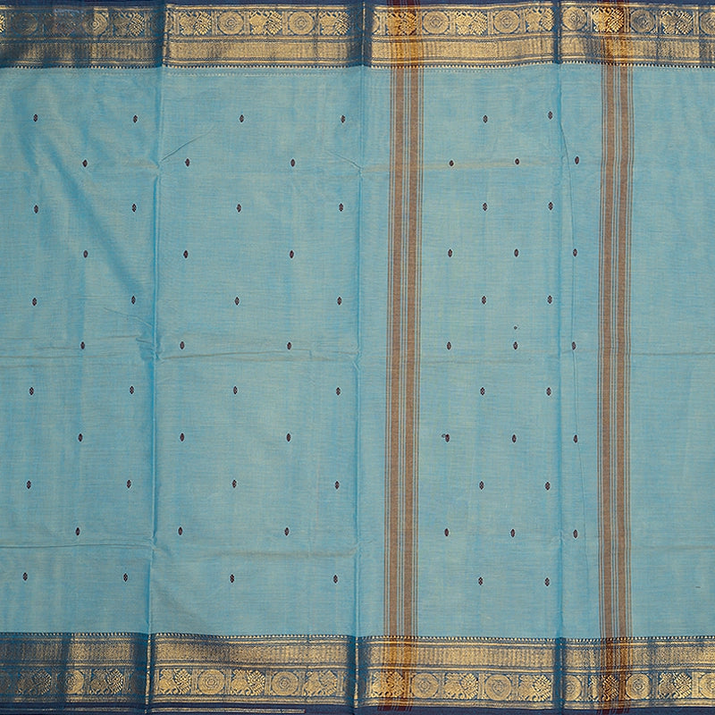 Hayagrivas Powder Blue Handloom Chettinad Cotton Saree SSSBF131H6-11