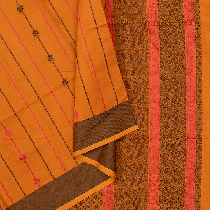 Hayagrivas Turmeric Yellow Handloom Kanchi Cotton Saree SSCBF104F1-5