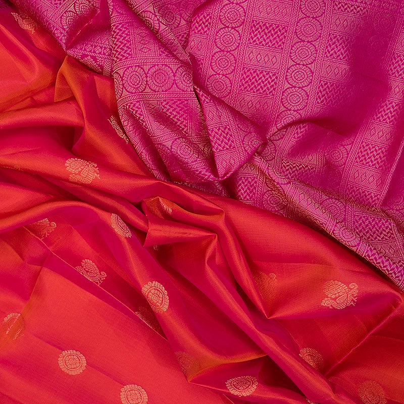 Hayagrivas Orangish Pink Handloom Soft Silk Saree KBF532G4-28