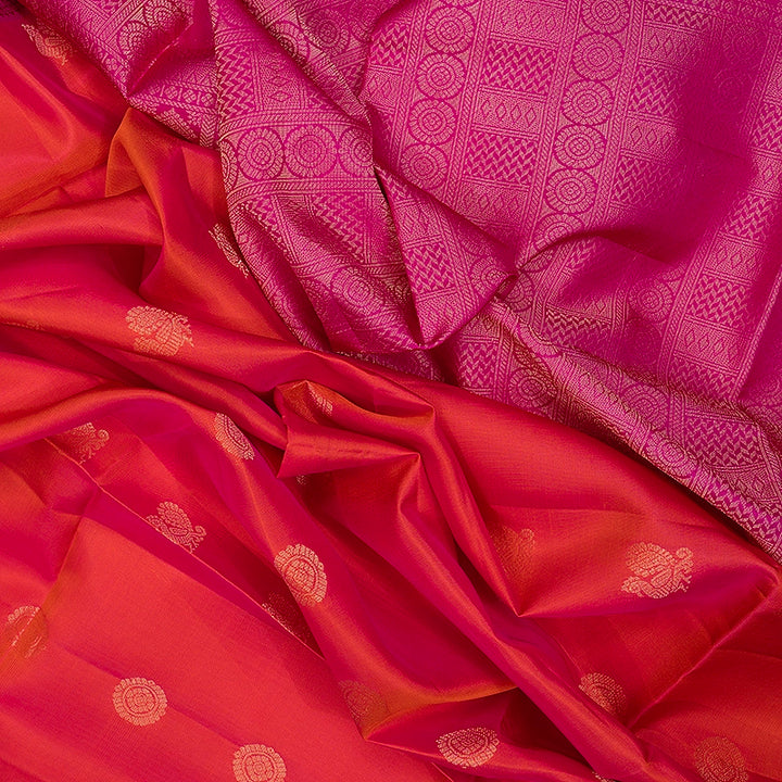 Hayagrivas Orangish Pink Handloom Soft Silk Saree KBF532G4-28
