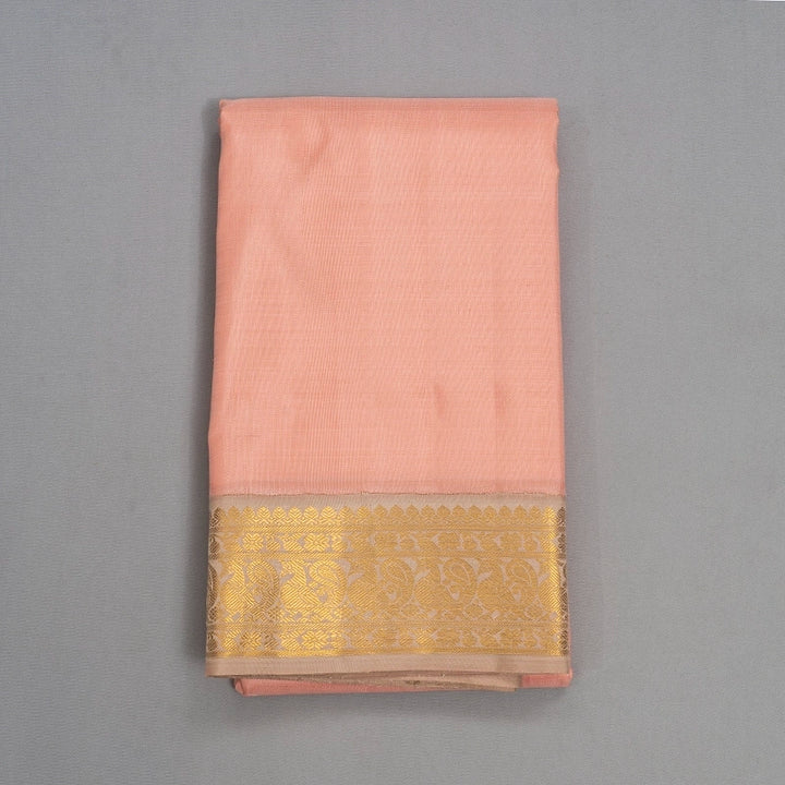 Hayagrivas Handloom Peach Pink Kanjivaram Silk Saree with Creamy Peach Border KBF443F2-2