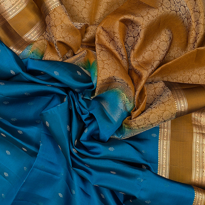 Hayagrivas Ananda Blue Handloom Soft Silk Saree KBF532G2-9