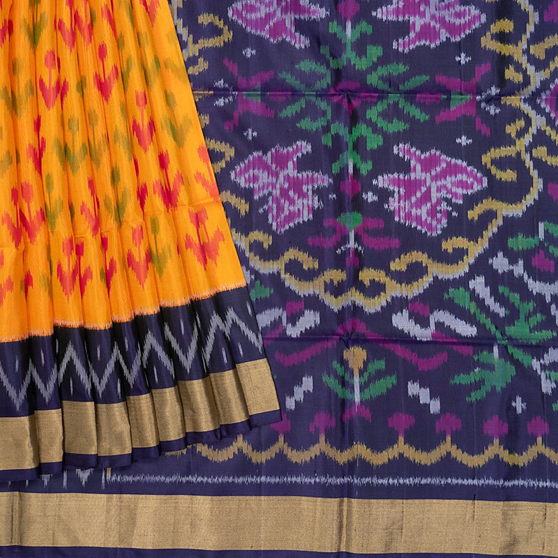 Hayagrivas Mambazham Orange Handloom Ikkat Soft Silk Saree KBE2150A1-10