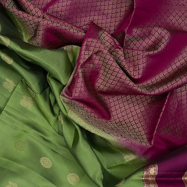 Hayagrivas Parrot Green Handloom Soft Silk Saree KBF532G4-10