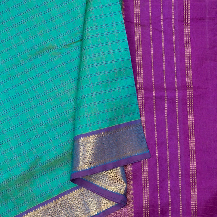Hayagrivas Blue-Green Pure Silk Cotton Saree SSCBF53E9-1