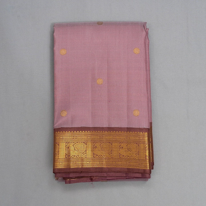 Hayagrivas Handloom Lilac-Pink Kanjivaram Silk Saree with Rosewood Pink Border KBF416F2-1