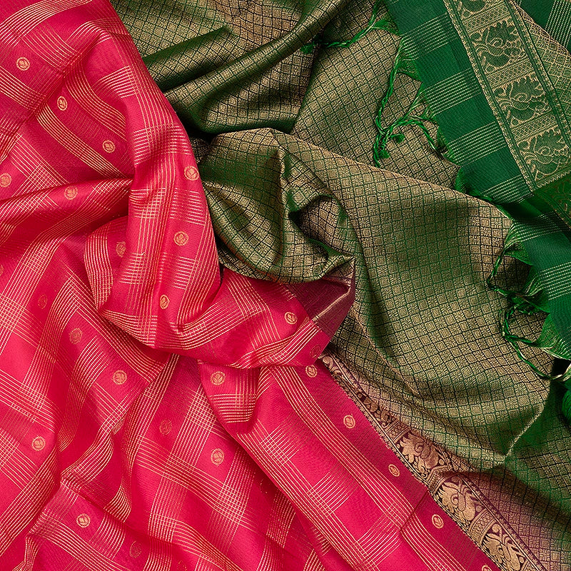 Hayagrivas Pink Handloom Soft Silk Saree KBF533G5-3
