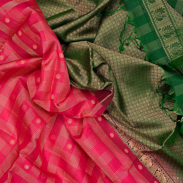 Hayagrivas Pink Handloom Soft Silk Saree KBF533G5-3