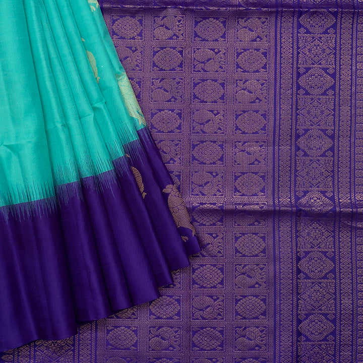 Hayagrivas Sea Green Handloom Soft Silk Saree KBF536G2-27