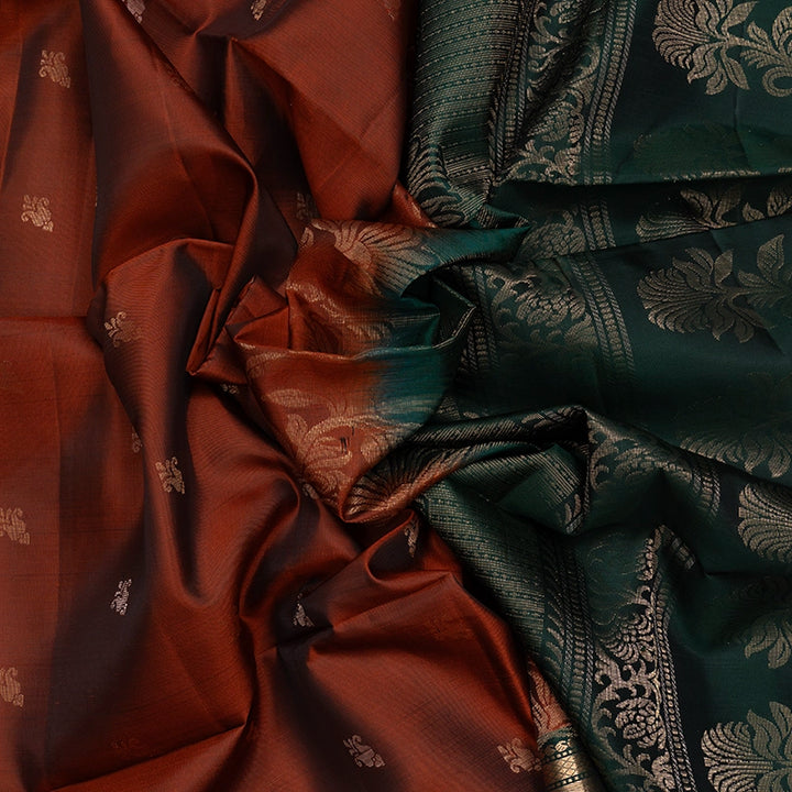 Hayagrivas Rust Orange Handloom Soft Silk Saree KBF535G11-1