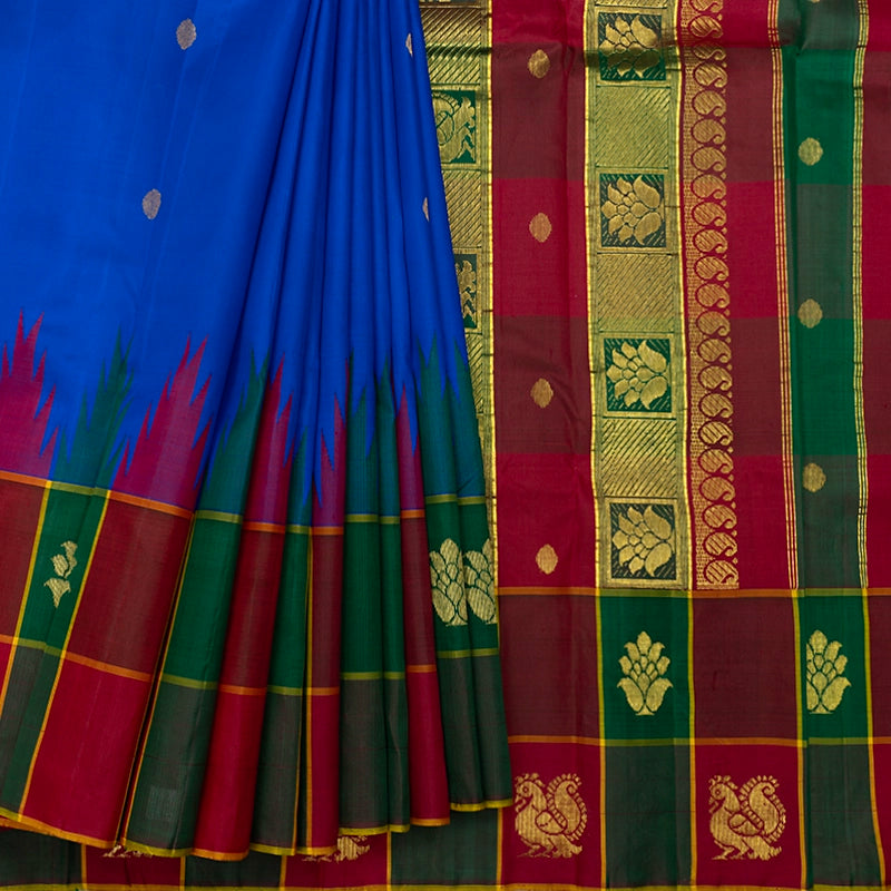 Hayagrivas MS Blue Handloom Kanjivaram Silk Saree KBF448F4-5