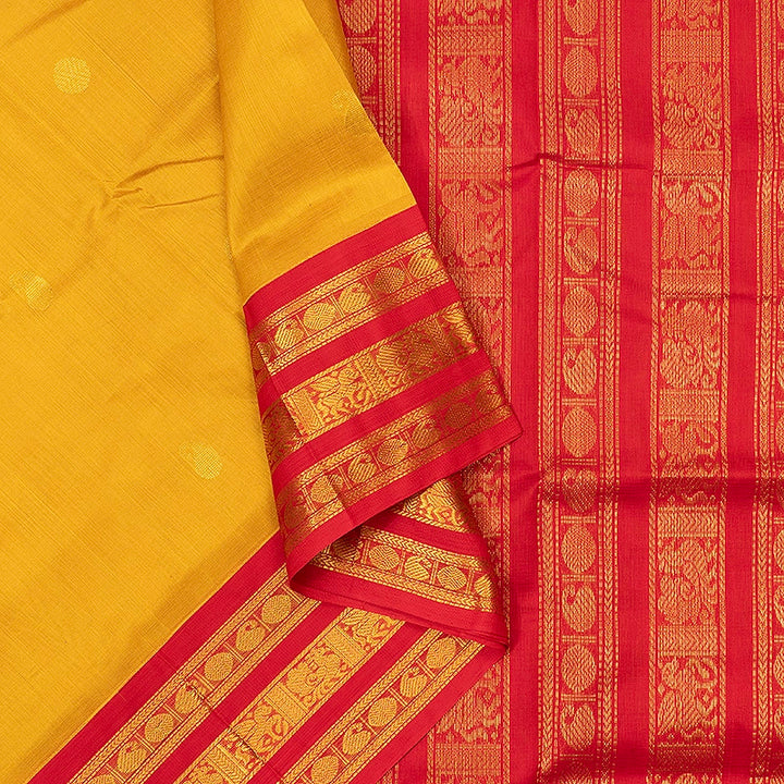 Hayagrivas Mustard Yellow Pure Silk Cotton Saree SSCBF16D4-3