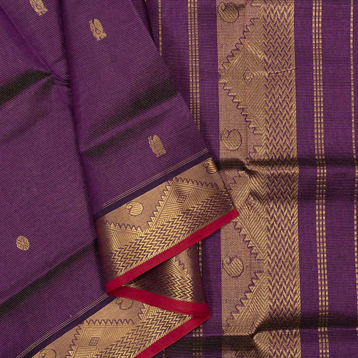 Hayagrivas Purple Pure Silk Cotton Saree SSCBF53E7-3