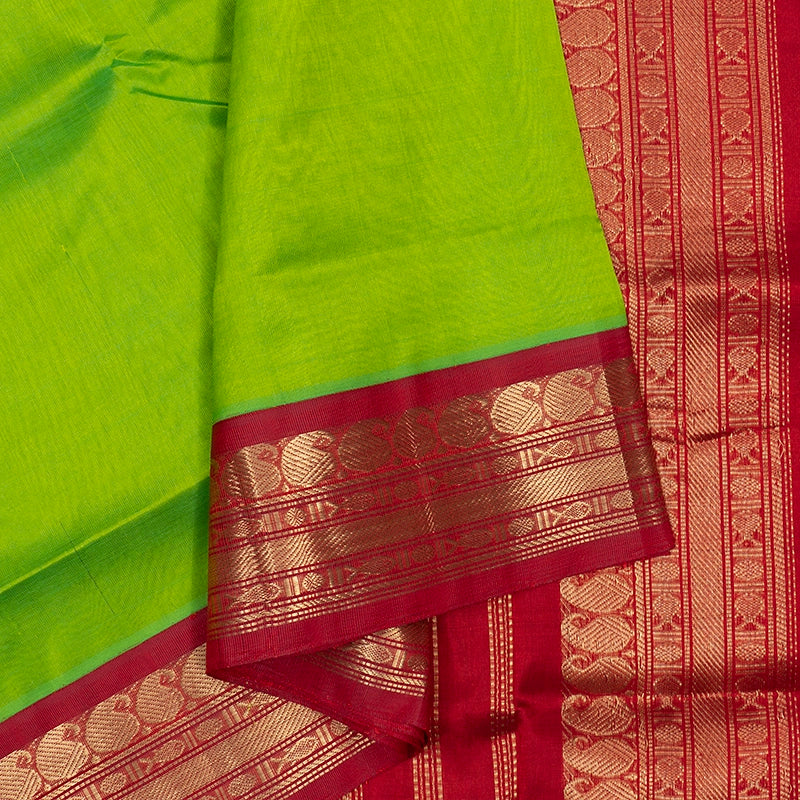Hayagrivas Parrot Green Pure Silk Cotton Saree SSCBF34D1-5