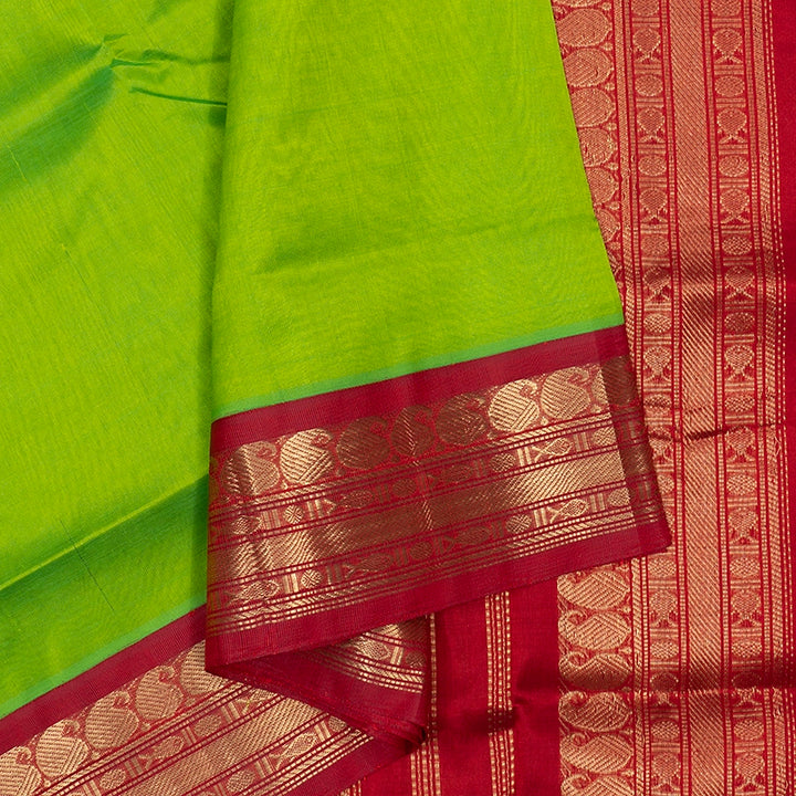 Hayagrivas Parrot Green Pure Silk Cotton Saree SSCBF34D1-5