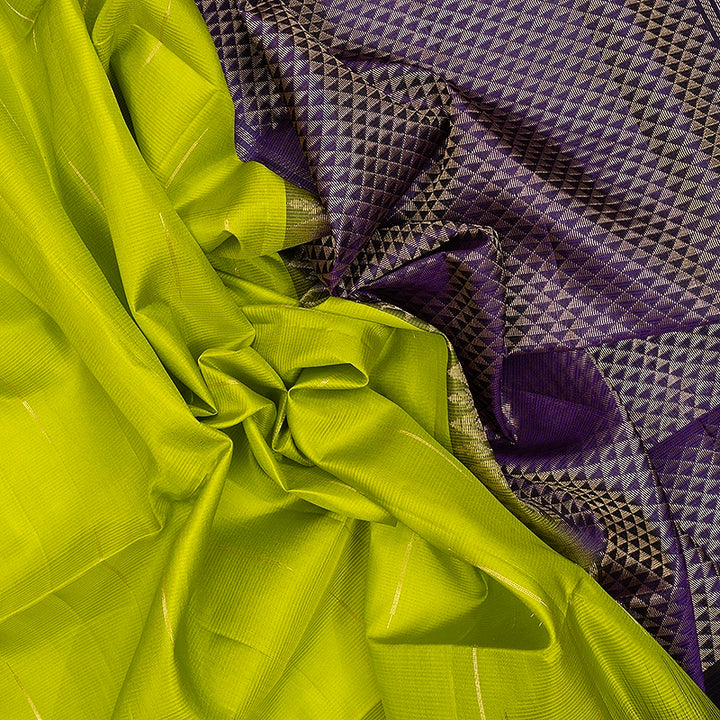 Hayagrivas Fluorescent Green Handloom Soft Silk Saree KBF566G2-4