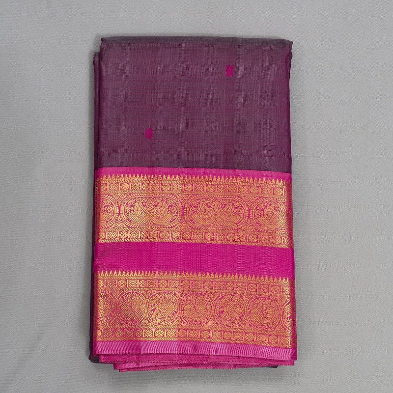 Hayagrivas Handloom Dual Tone (Purple & Grey) Kanjivaram Silk Saree KBF379F1-1