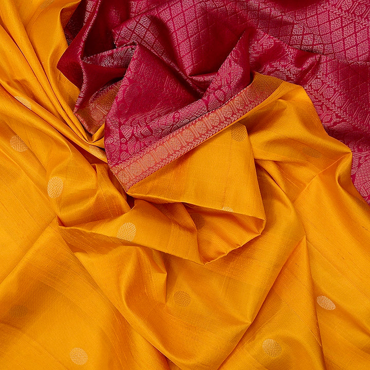 Hayagrivas Mango Orange Handloom Soft Silk Saree KBE2141A5-1