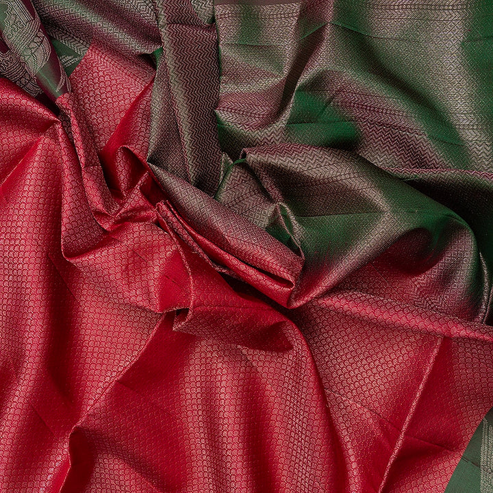 Hayagrivas Deep Red Handloom Soft Silk Saree KBF536G2-4