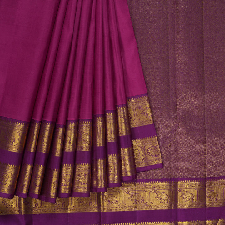 Hayagrivas Handloom Magenta Kanjivaram Silk Saree with Purple Border KBF291E2-2