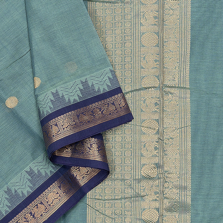 Hayagrivas Powder Green Handloom Kanchi Cotton Saree SSCBF66E4-16