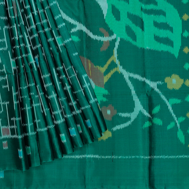 Hayagrivas Green Handloom Ikkat Soft Silk Saree KBE2157A1-13