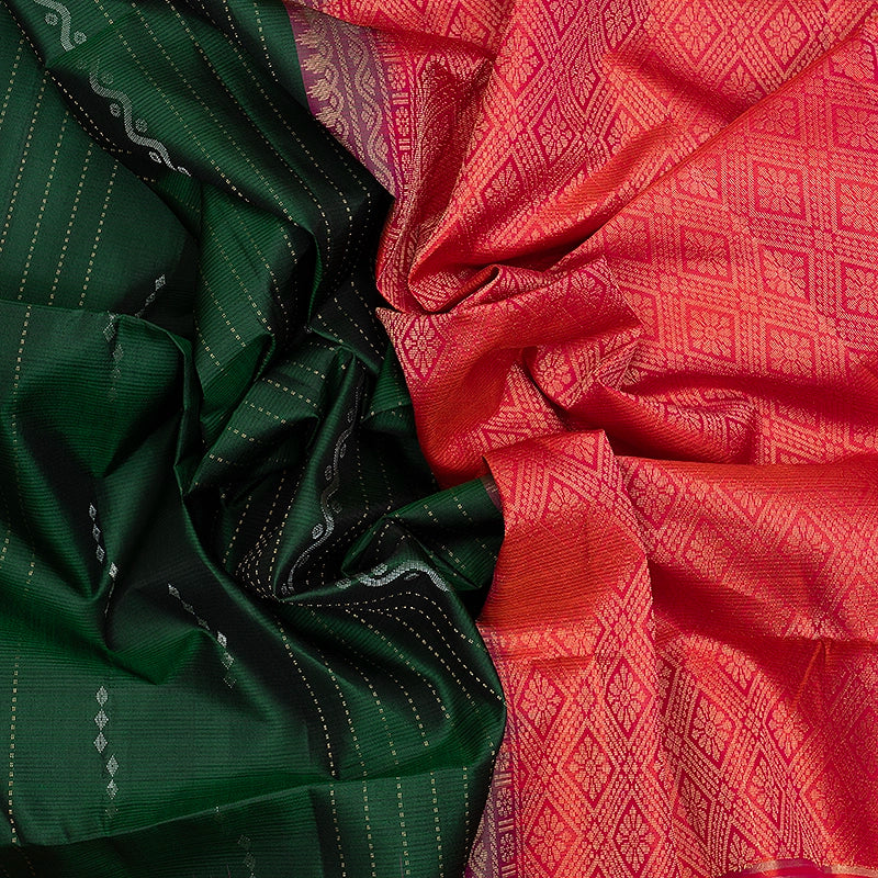 Hayagrivas Bottle Green Handloom Soft Silk Saree KBF566G1-5
