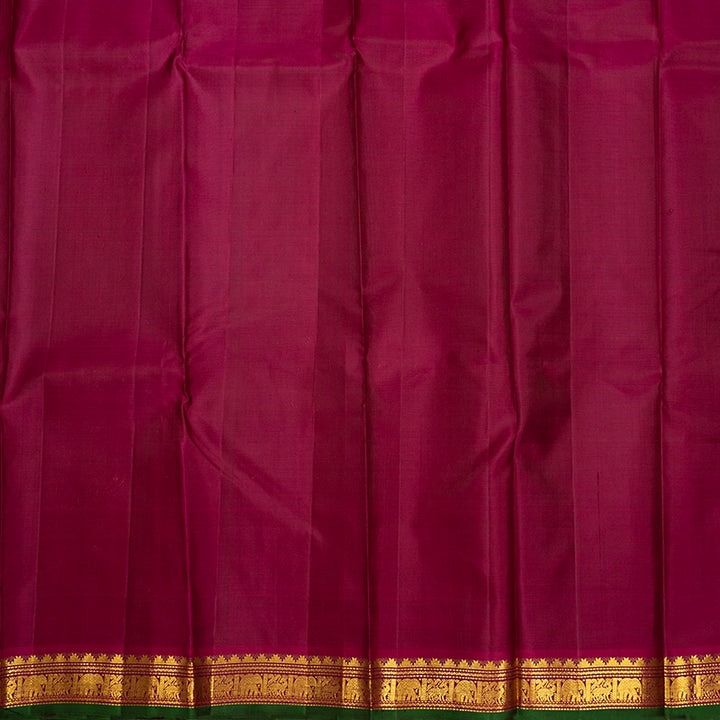 Hayagrivas Handloom Purplish-Blue Kanjivaram Silk Saree with Wine Purple Border KBE1713K2-2