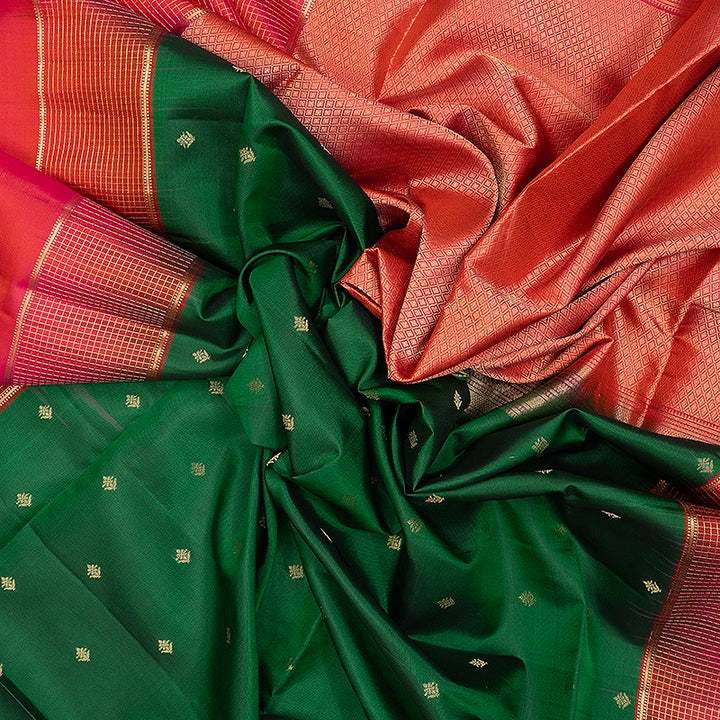 Hayagrivas Bottle Green Handloom Soft Silk Saree KBF705G1-4