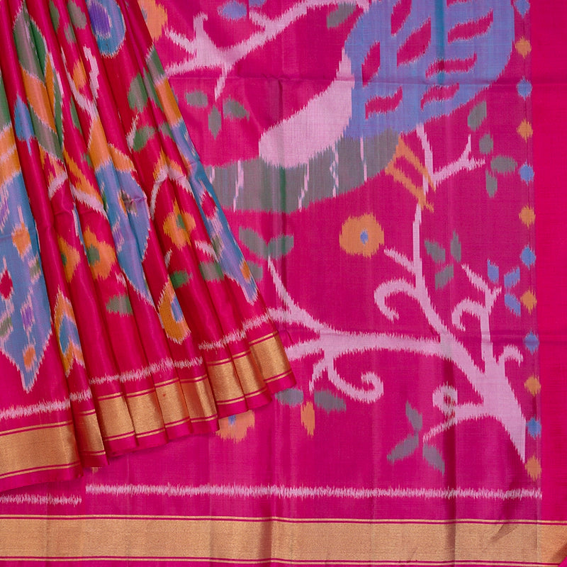 Hayagrivas Pink Handloom Ikkat Soft Silk Saree KBF55D1-13