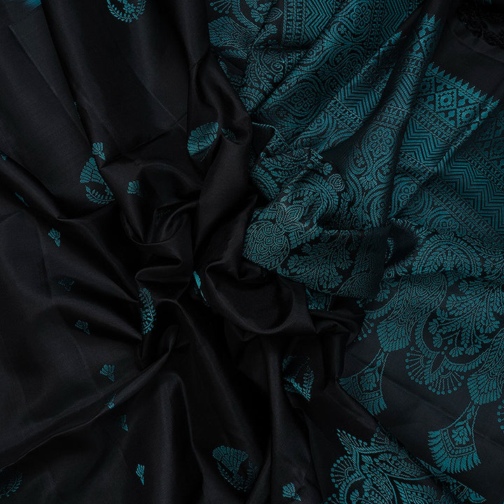 Hayagrivas Black Handloom Soft Silk Saree KBF534G16-2