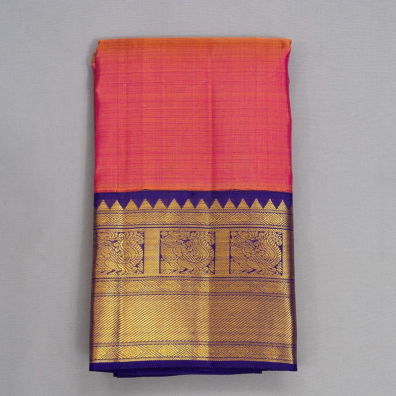 Hayagrivas Handloom Dual Tone (Pink & Orange) Kanjivaram Silk Saree KBF473F2-3