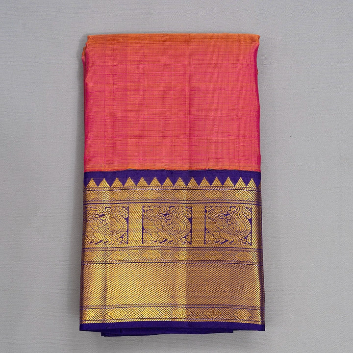 Hayagrivas Handloom Dual Tone (Pink & Orange) Kanjivaram Silk Saree KBF473F2-3