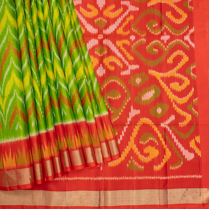 Hayagrivas Parrot Green Handloom Ikkat Soft Silk Saree KBE2150A1-25