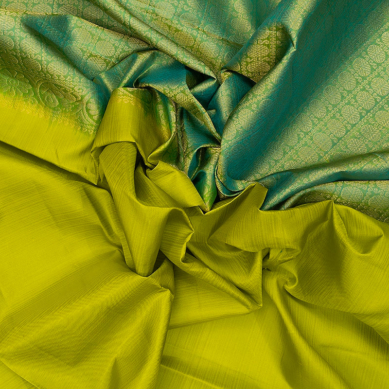 Hayagrivas Handloom Lime Green Kanjivaram Silk Saree with Green Border KBF582G1-16