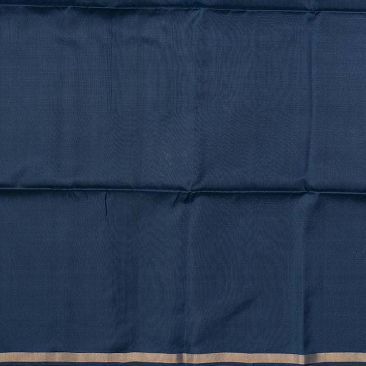 Hayagrivas Bluish-Grey Handloom Soft Silk Saree KBE2106A39-1