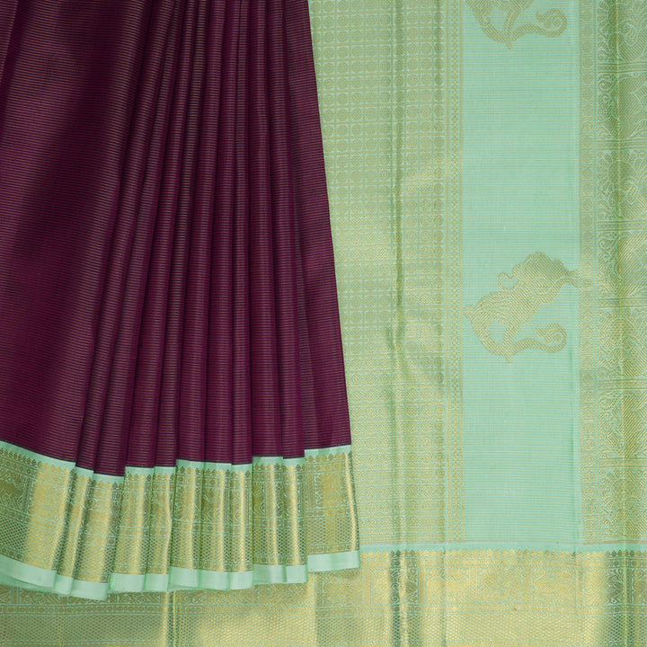 Hayagrivas Handloom Purple Kanjivaram Silk Saree with Pista Green Border KBF303E4-3