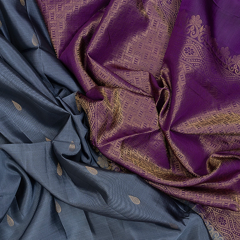Hayagrivas Grey Handloom Soft Silk Saree KBF532G4-22