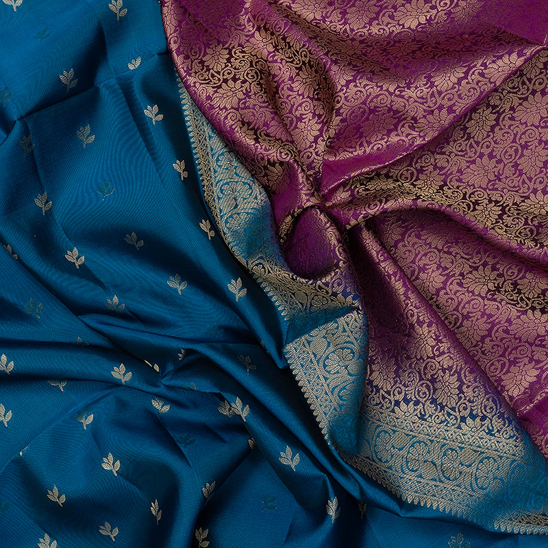 Hayagrivas Ramar Blue Handloom Soft Silk Saree KBF454F1-9