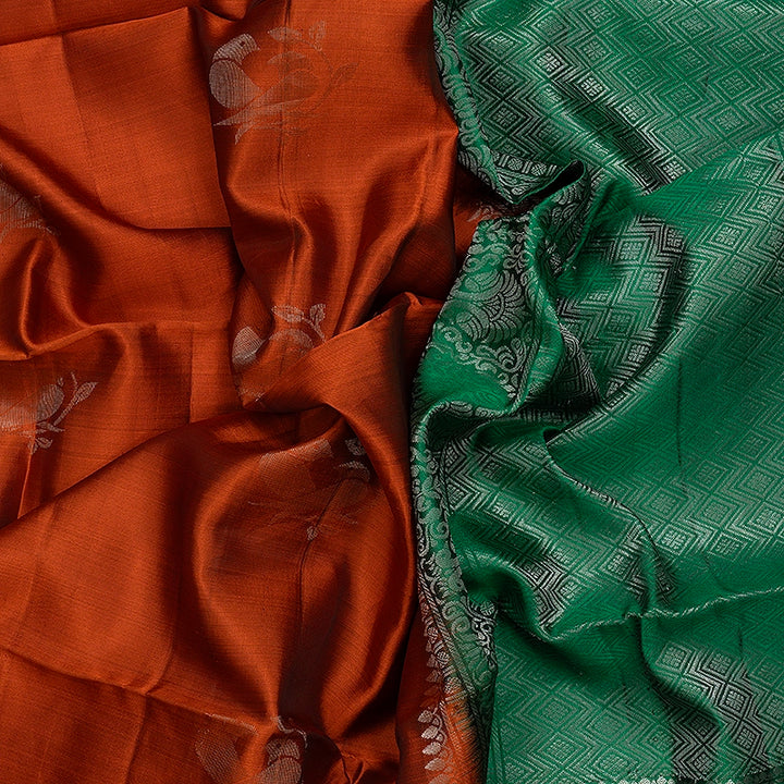 Hayagrivas Rust Orange Handloom Soft Silk Saree KBE1892L3-17