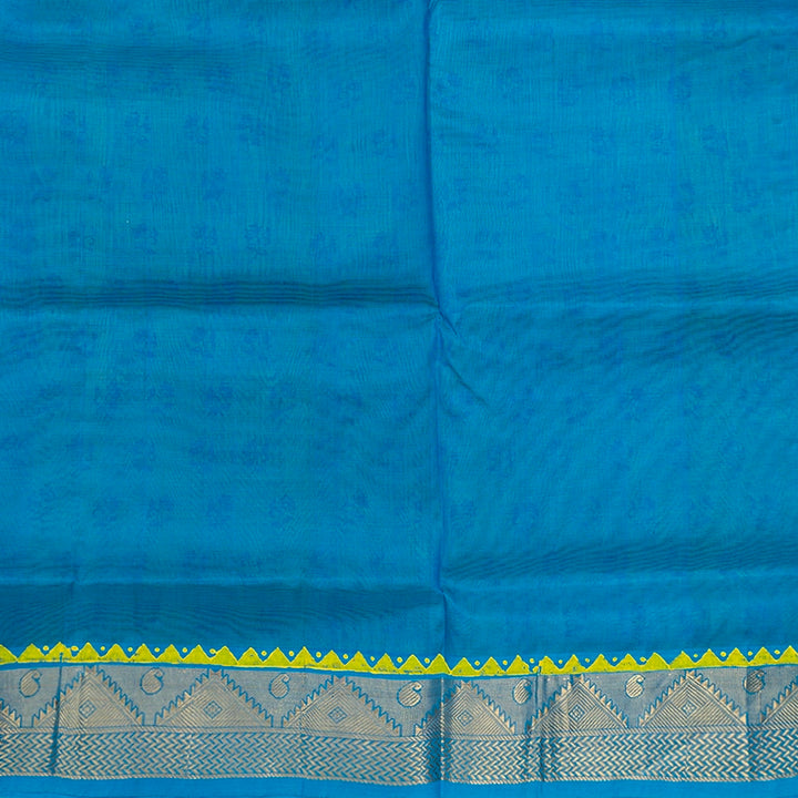 Hayagrivas Lime Green Pure Printed Silk Cotton Saree HBF62D4-5